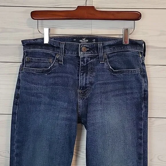 Hollister Epic Flex Slim Straight Blue Denim Jeans Womens Size Waist 28" - Picture 4 of 14
